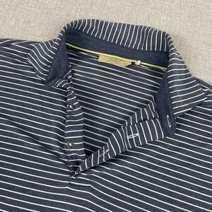Tasc Performance Polo Shirt Mens Large Blue Striped Golf Stretch Short Sleeve